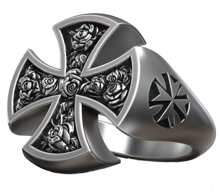 SheCrown Hospitaller Maltese Cross Templar Symbol Rings Real 925 Solid Sterling Silver Rings Many Sizes 6-13