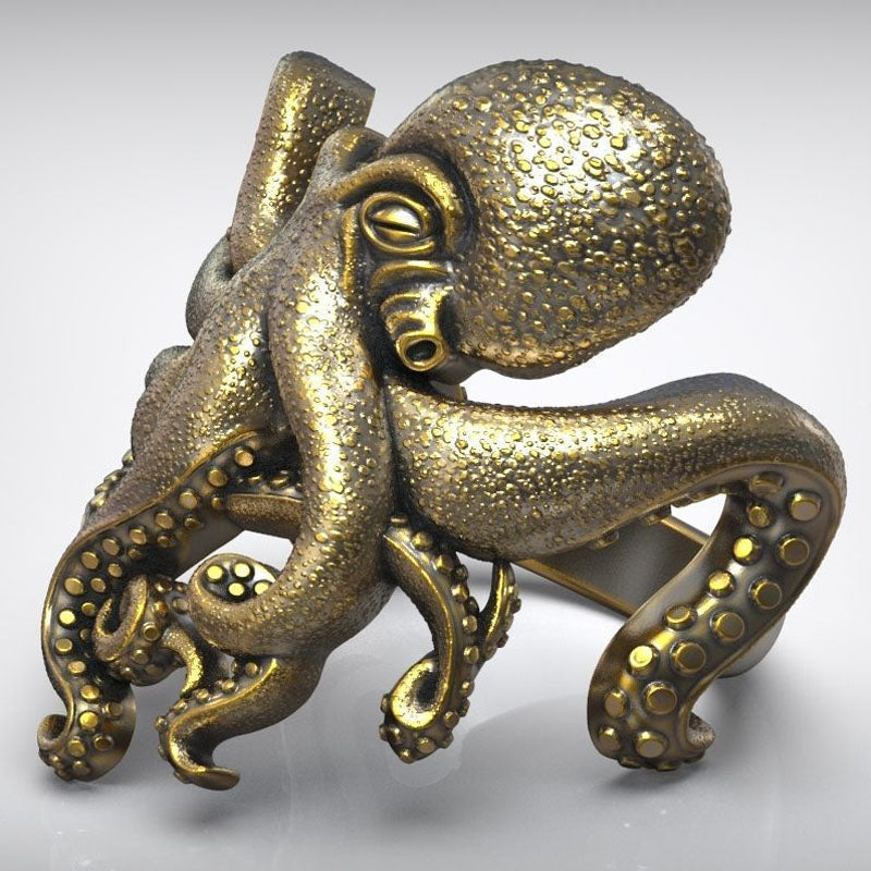 SheCrown 14g Kraken Gothic Octopus Tentacles Rings Real 925 Solid Sterling Silver Rings Many Sizes 7-13