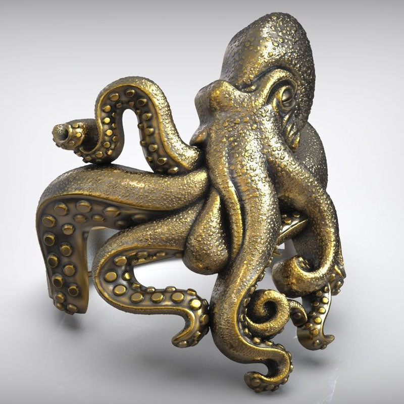 SheCrown 14g Kraken Gothic Octopus Tentacles Rings Real 925 Solid Sterling Silver Rings Many Sizes 7-13