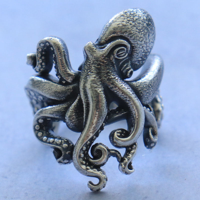 SheCrown 14g Kraken Gothic Octopus Tentacles Rings Real 925 Solid Sterling Silver Rings Many Sizes 7-13
