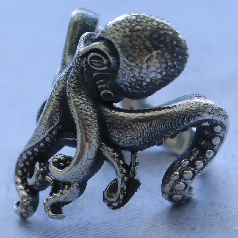 SheCrown 14g Kraken Gothic Octopus Tentacles Rings Real 925 Solid Sterling Silver Rings Many Sizes 7-13