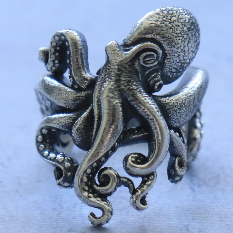 SheCrown 14g Kraken Gothic Octopus Tentacles Rings Real 925 Solid Sterling Silver Rings Many Sizes 7-13