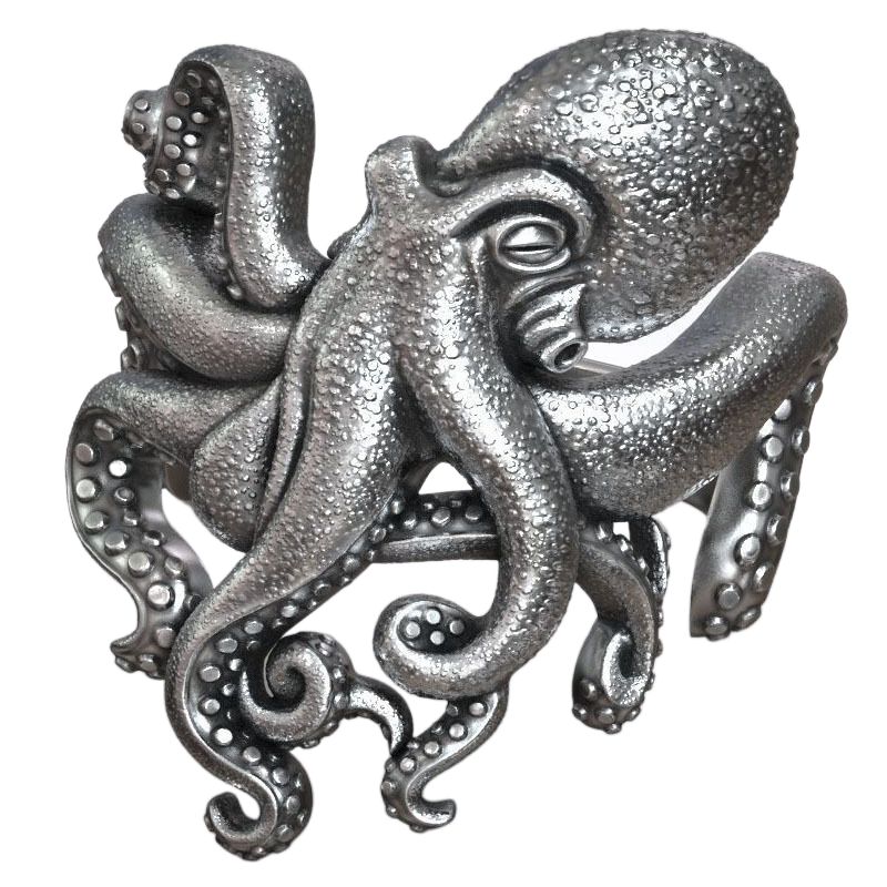 SheCrown 14g Kraken Gothic Octopus Tentacles Rings Real 925 Solid Sterling Silver Rings Many Sizes 7-13