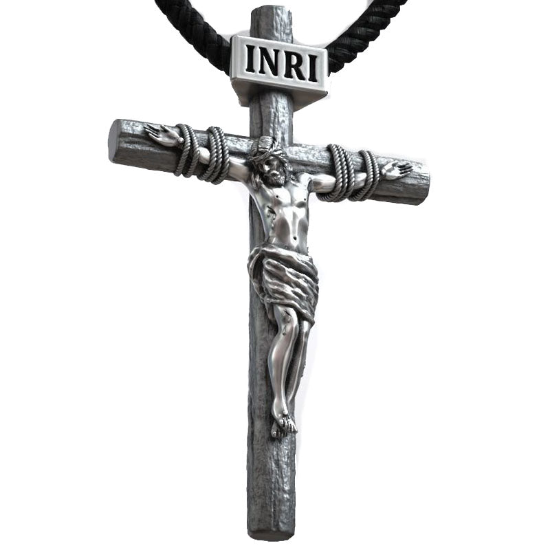 SheCrown 10g Jesus Christ Cross Christian Catholic – Eternal Redemption Pendant 925 Solid Sterling Silver Pendant