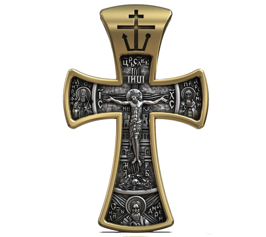 SheCrown 14g Crucifixion Orthodox Cross Guardian Angel Pendant – Divine Protection Real 925 Solid Sterling Silver Pendant