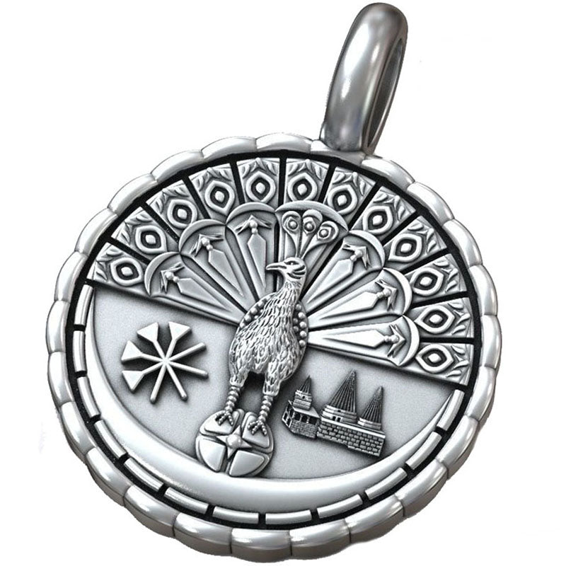 SheCrown Yezidi Lalish Peacock Angel 925 Silver Pendant - Sacred Radiance Real 925 Solid Sterling Silver Pendant