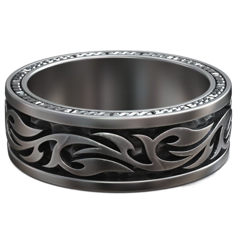 SheCrown 11g Tattoo Pattern Brutal Wide Men's Rings Real 925 Solid Sterling Silver Rings Many Sizes 7-12