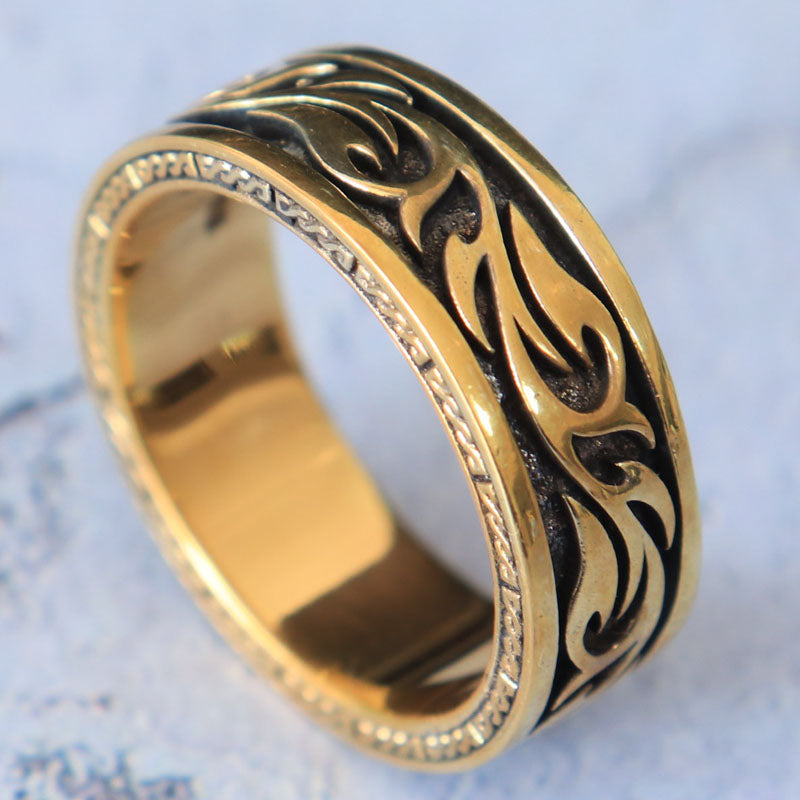 SheCrown 11g Tattoo Pattern Brutal Wide Men's Rings Real 925 Solid Sterling Silver Rings Many Sizes 7-12