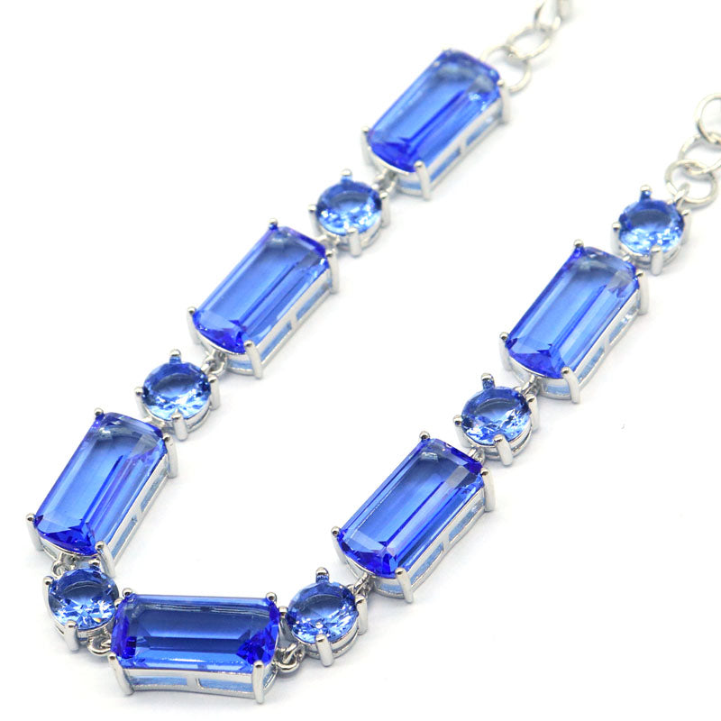 SheCrown 16.9g stunning violet tanzanite bracelet features large, exquisite gemstones that shimmer with a deep Silver Bracelet Length Size 7.5-8.5inch