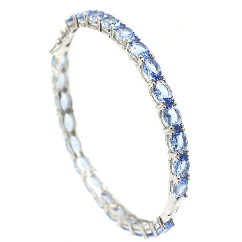 SheCrown 12.9g Pretty Created Violet Tanzanite Tanzanite Women Silver Bangle Bracelet Length Size 8.5inch