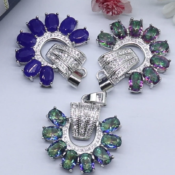 SheCrown 5.7g Fire Rainbow Mystic Topaz Pendant – Captivating Kaleidoscope Women Wedding Silver Pendant