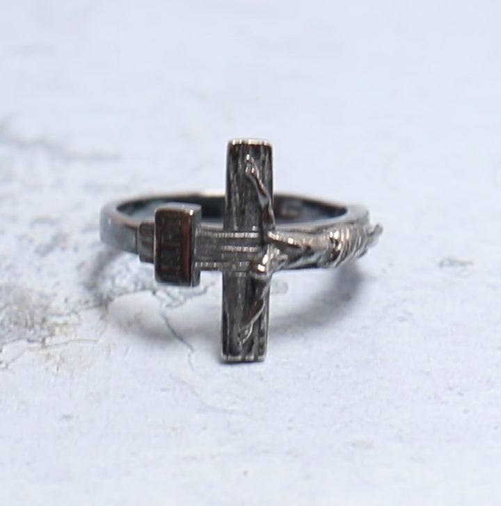 SheCrown 8g Jesus Christ Crucifix Cross Christian Rings Real 925 Solid Sterling Silver Rings Many Sizes 6-13