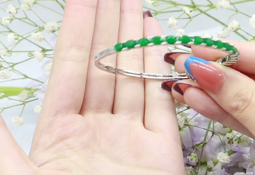 SheCrown Highly Recommend Violet Tanzanite Real Emerald Pink Tourmaline London Blue Topaz Women Silver Bangle Bracelet Length Size 8.0inch